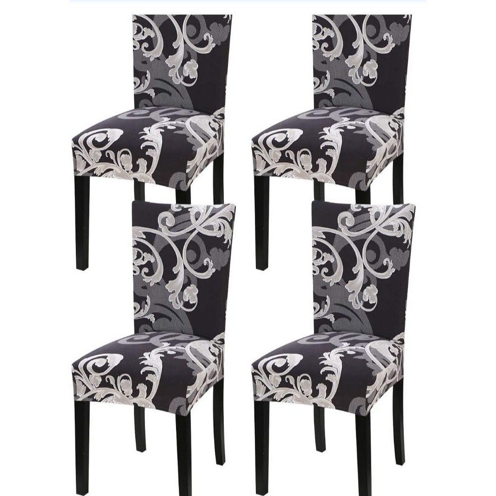 FULOON Dining Chair Covers -Removable Washable Dinning Room SET OF 4 BLACK WHITE